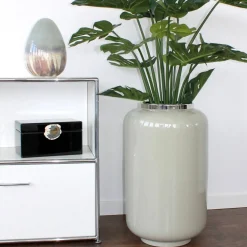 Bodenvase XXL sandstone silber Saigon GiftCompany Höhe 65 cm