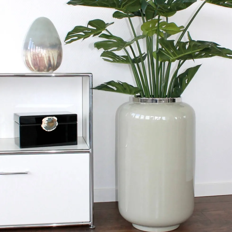 Bodenvase XXL sandstone silber Saigon GiftCompany Höhe 65 cm