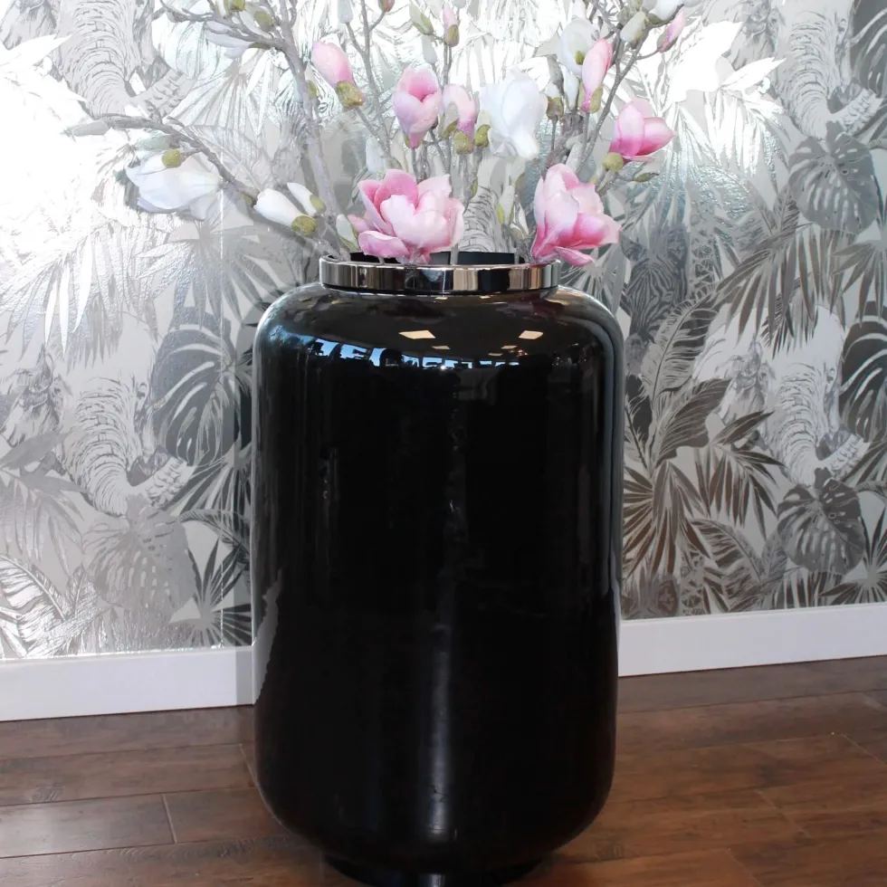 Bodenvase XXL schwarz silber Saigon GiftCompany Höhe 65 cm