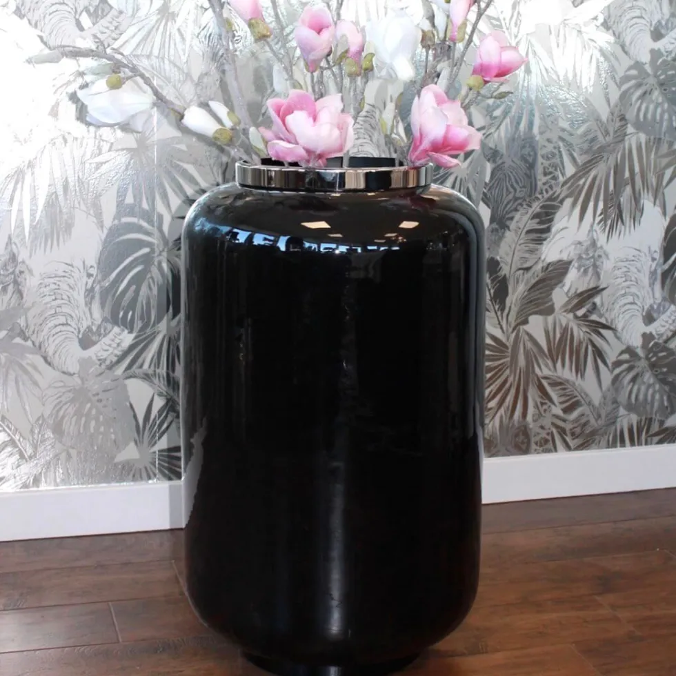 Bodenvase XXL schwarz silber Saigon GiftCompany Höhe 65 cm