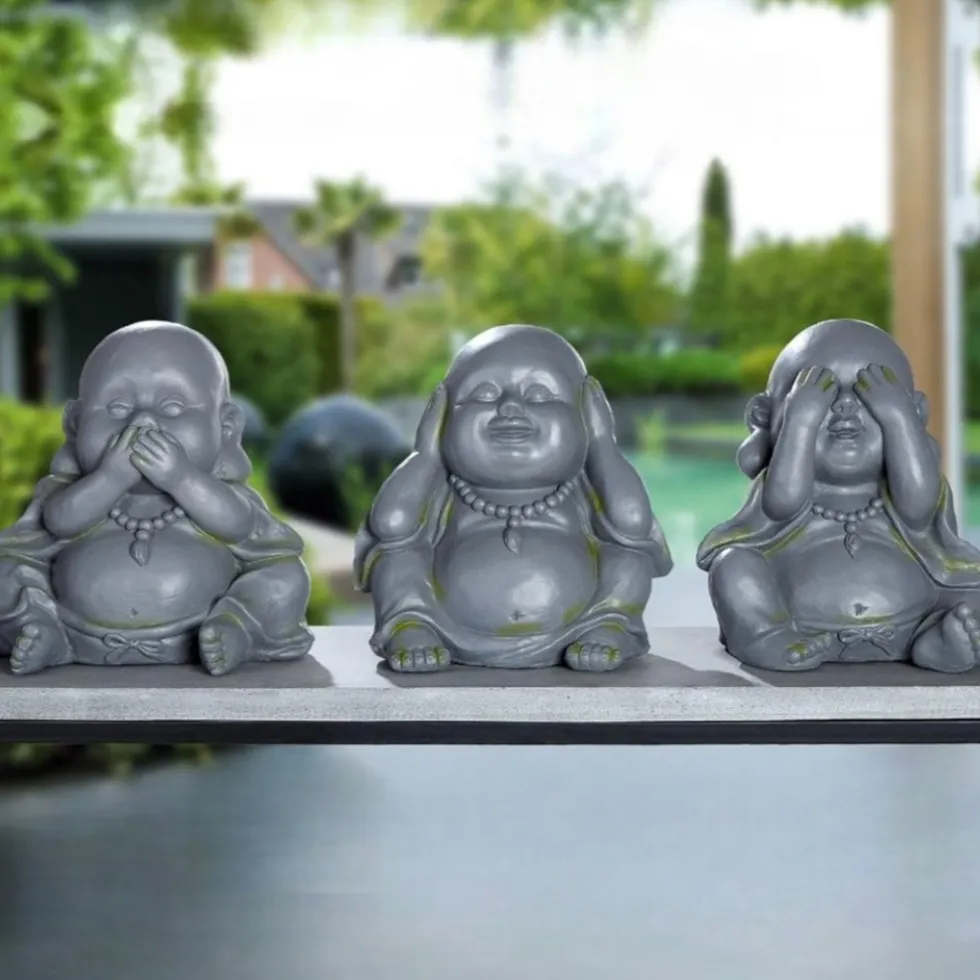 Buddha Figur Garten 3er Set Nicht sehen Nicht hören Nicht sprechen