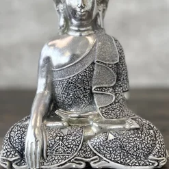 Buddha Figur silber sitzend Höhe 42 cm