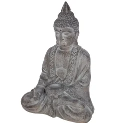 Buddha Figur sitzend mit Kerzenhalter grau DIPAMKARA H 67 cm