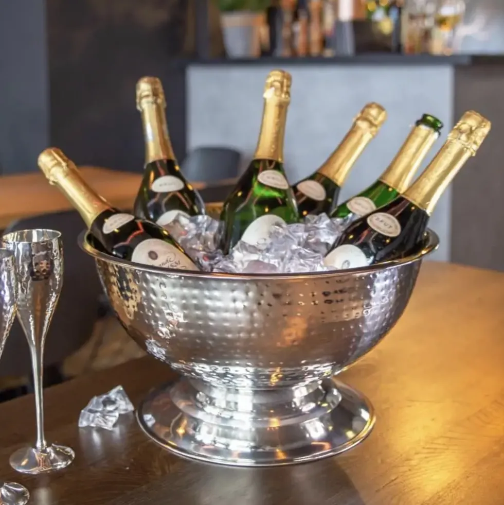 Champagnerkühler Edelstahl CARA Edzard Höhe 21 cm gehämmert