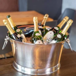 Champagnerkühler silber Edzard Samu hochglanzpoliert Durchmesser 48 cm