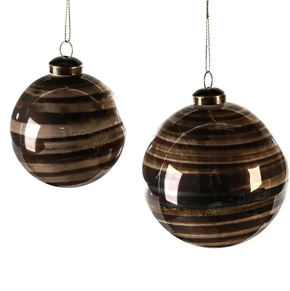 Christbaumkugel 2er Set Wood Holzoptik Durchmesser 10 cm