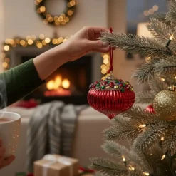 Christbaumschmuck Glaszwiebel Werner Voß rot Durchmesser 10 cm