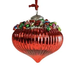 Christbaumschmuck Glaszwiebel Werner Voß rot Durchmesser 10 cm