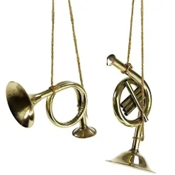 Christbaumschmuck Jagdhorn messing 2er Set