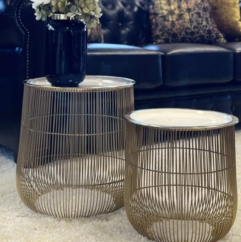 Couchtisch | Beistelltisch CAGE gold 2er-Set
