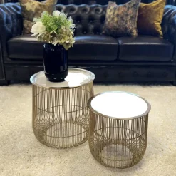 Couchtisch | Beistelltisch CAGE gold 2er-Set