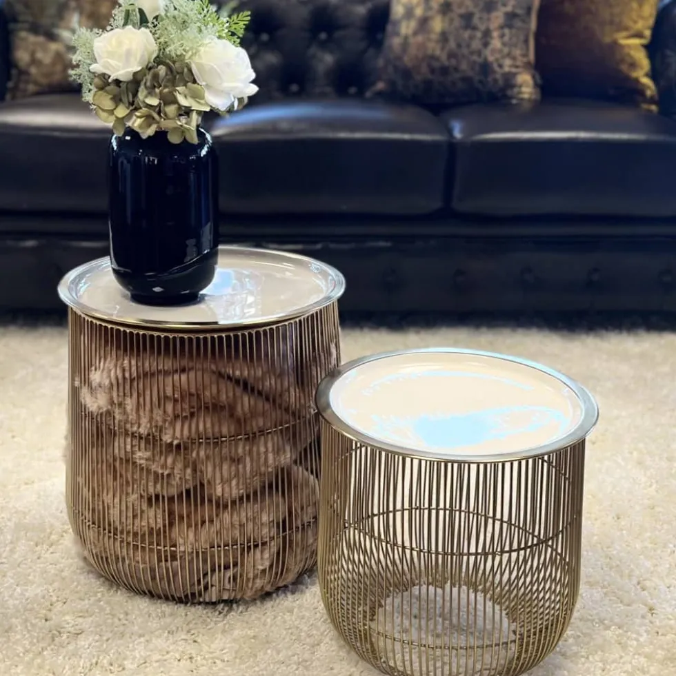 Couchtisch | Beistelltisch CAGE gold 2er-Set