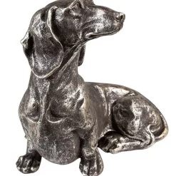 Dackel Deko Figur silber Länge 27 cm
