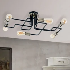 Deckenleuchte industrial JOLE 6-flammig L 58 cm