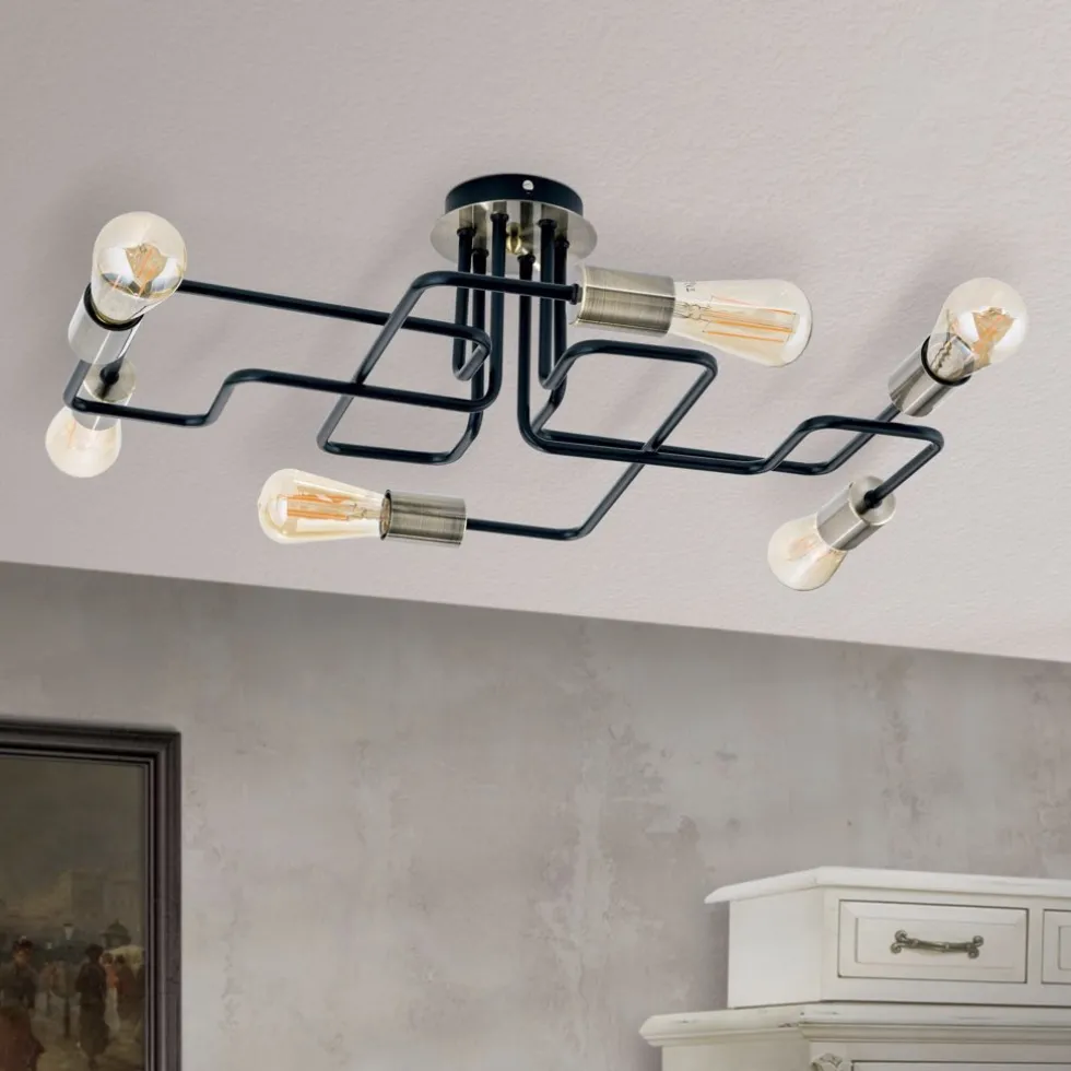 Deckenleuchte industrial JOLE 6-flammig L 58 cm