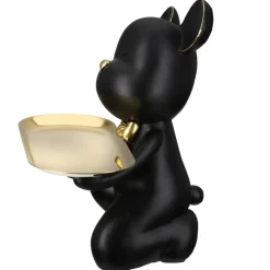 Deko Figur Bär mit Schale Bruno mit Fliege schwarz gold Höhe 23 cm