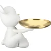 Deko Figur Bär mit Schale Bruno mit Krawatte weiß gold Höhe 19 cm