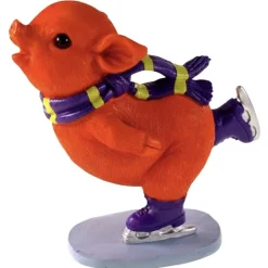 Deko Figur Eisläufer Piggy orange Höhe 18 cm