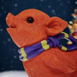 Deko Figur Eisläufer Piggy orange Höhe 18 cm