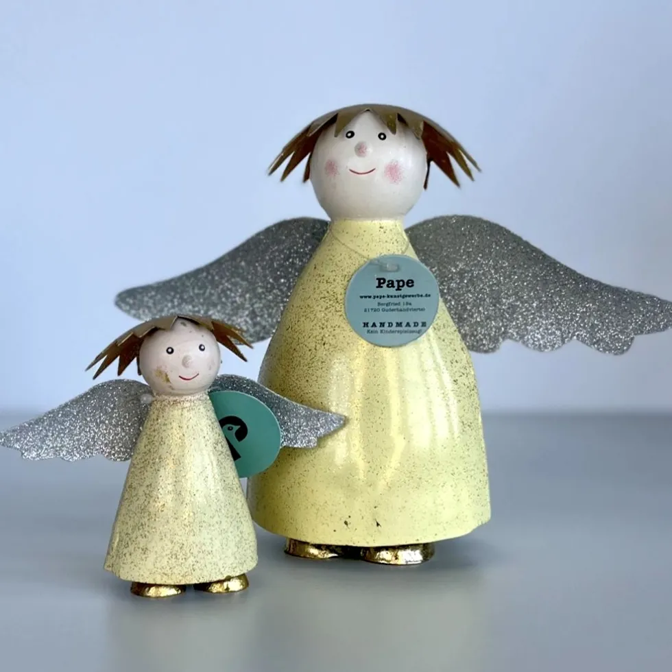 Deko Figur Engel Lou gelb mit Glitzer Pape