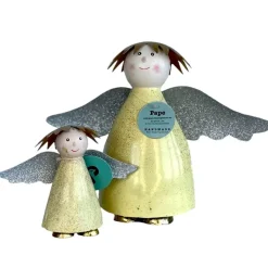 Deko Figur Engel Lou gelb mit Glitzer Pape