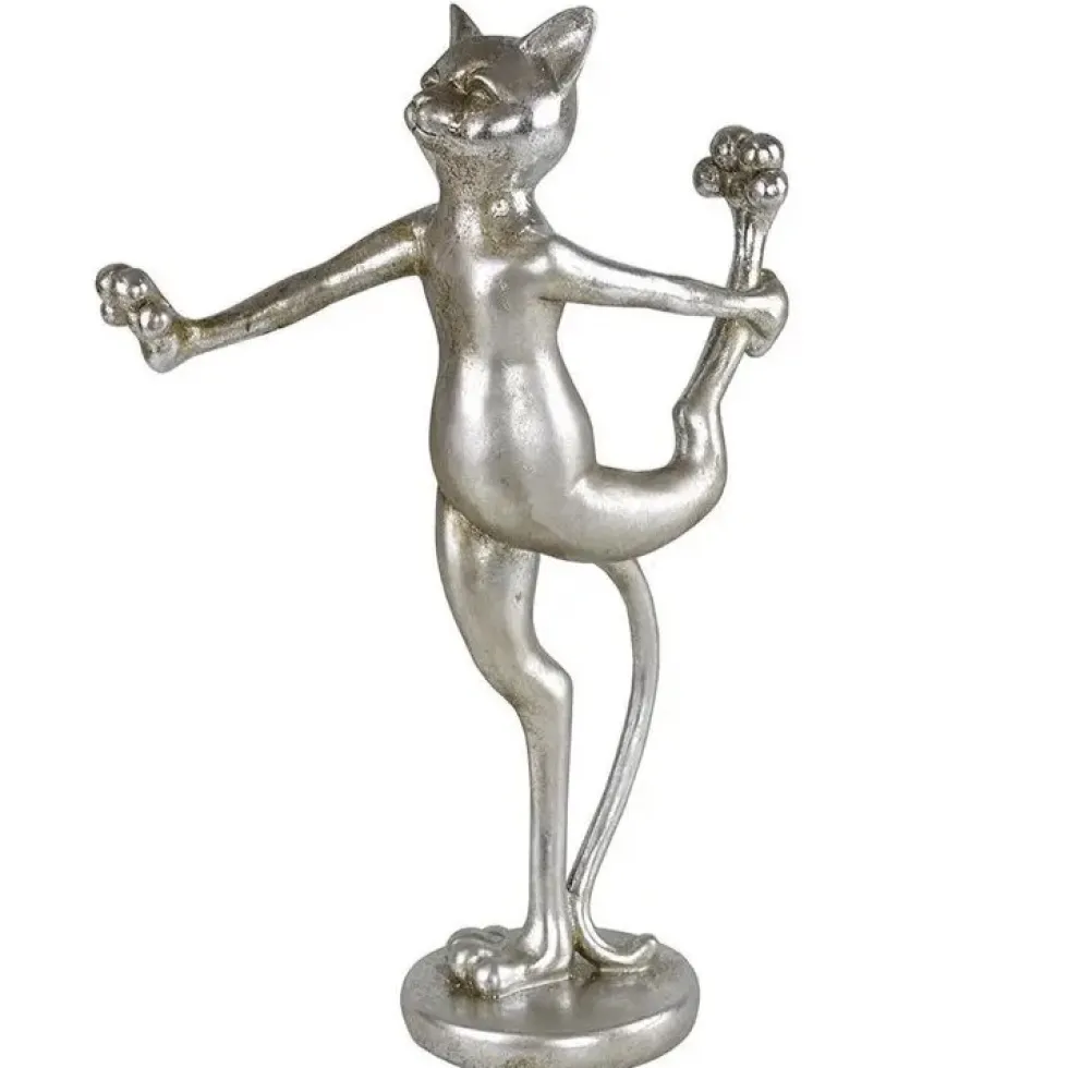 Deko Figuren Katzen Trio Cat-Aerobic silber Antikfinish