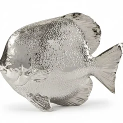 Deko Figur Fisch stehend silberfarben Länge 26 cm
