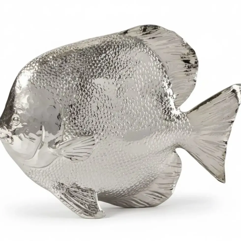Deko Figur Fisch stehend silberfarben Länge 26 cm