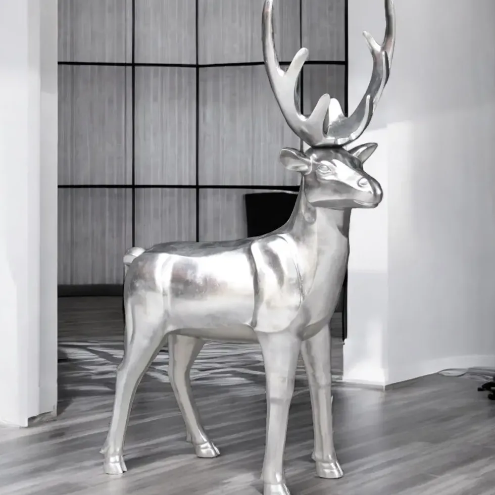 Deko Figur Hirsch Dave silber Höhe 194 cm