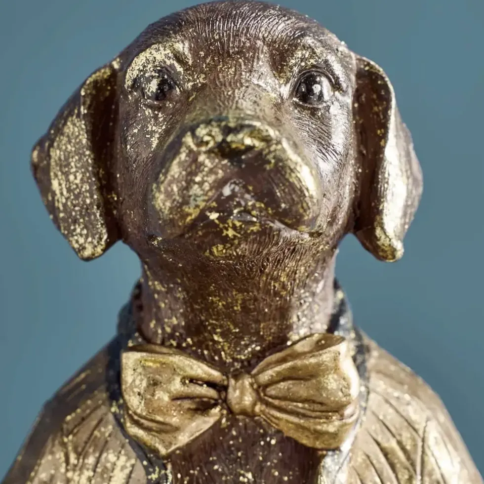 Deko Figur Hund mit Fliege Kartenhalter Werner Voß Höhe 28 cm