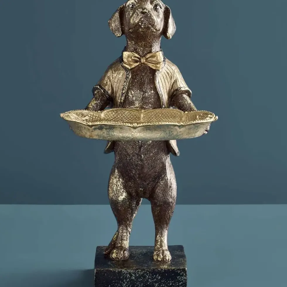 Deko Figur Hund mit Fliege Kartenhalter Werner Voß Höhe 28 cm