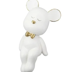 Deko Figur Kantenhocker Bär Bruno weiß gold Höhe 22 cm