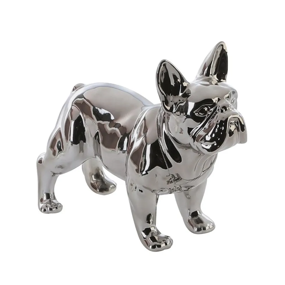 Dekofigur Keramik Bulli silber Casablanca Höhe 29 cm