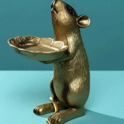 Deko Figur Ratte Rudi mit Schale Werner Voß Höhe 23 cm