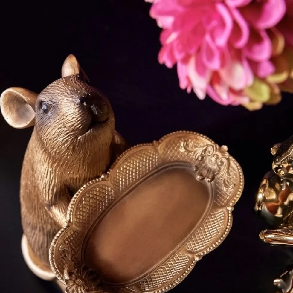 Deko Figur Ratte Rudi mit Schale Werner Voß Höhe 23 cm