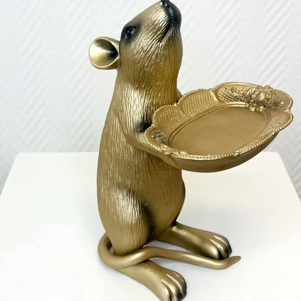 Deko Figur Ratte Rudi mit Schale Werner Voß Höhe 23 cm