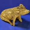 Deko Figur Schwein gold mit Blumenkranz Werner Voß