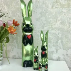 Deko Hase Skippie grün metallic Pape Kunstgewerbe