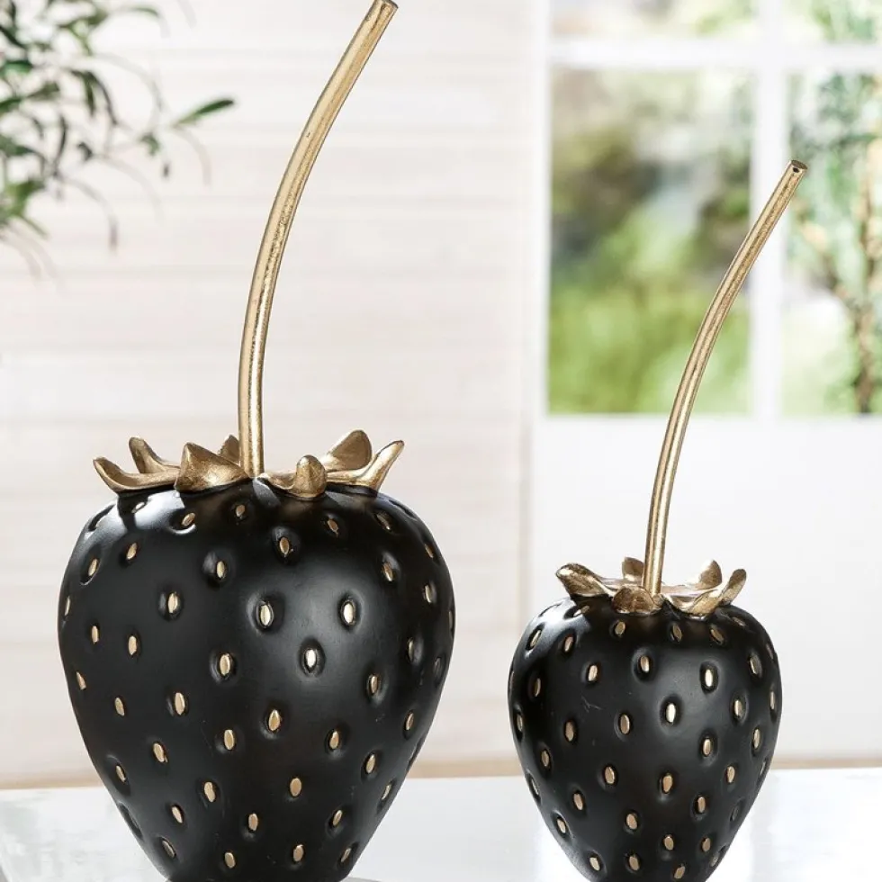 Deko-Objekt Erdbeere schwarz gold Frutilla Casablanca 15 x 35 cm