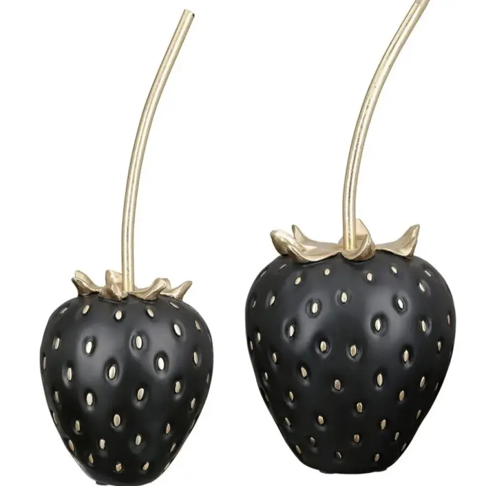 Deko-Objekt Erdbeere schwarz gold Frutilla Casablanca 15 x 35 cm