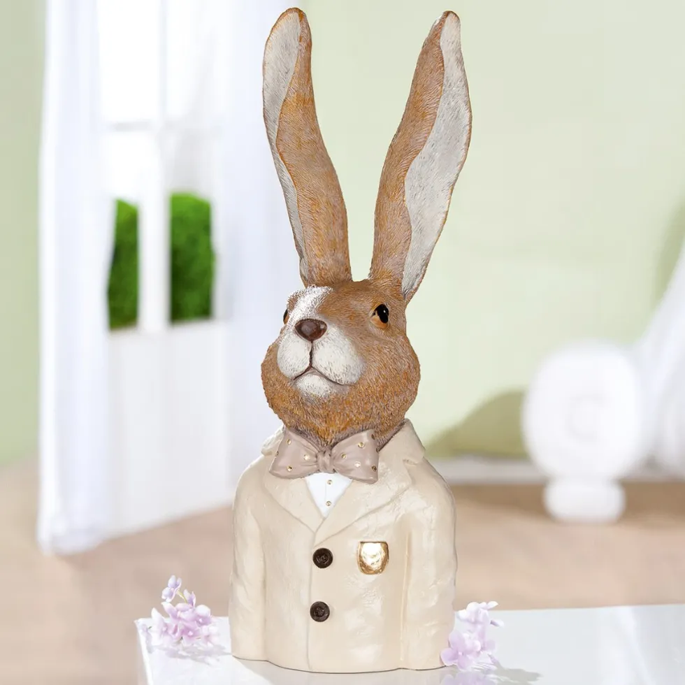 Deko Osterhase Hasenbüste Felix mit Fliege Höhe 41 cm