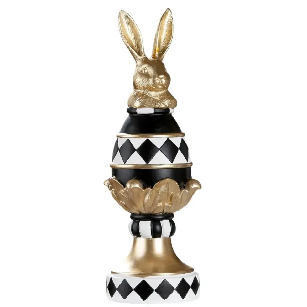 Deko Osterhase im Osterei kariert H 34 cm