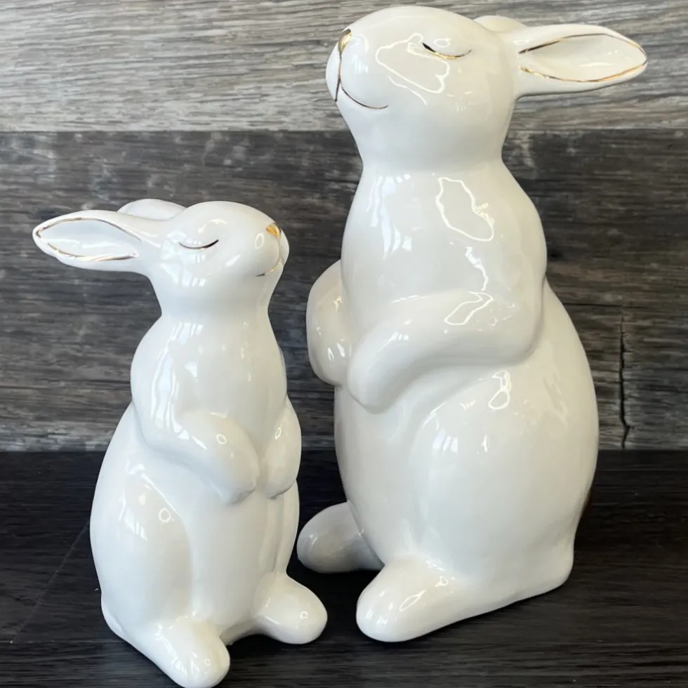 Deko Osterhase weiß Keramik Clio und Lio