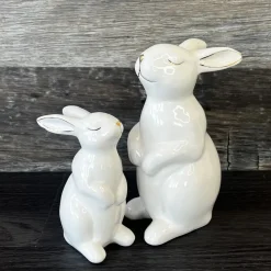 Deko Osterhase weiß Keramik Clio und Lio