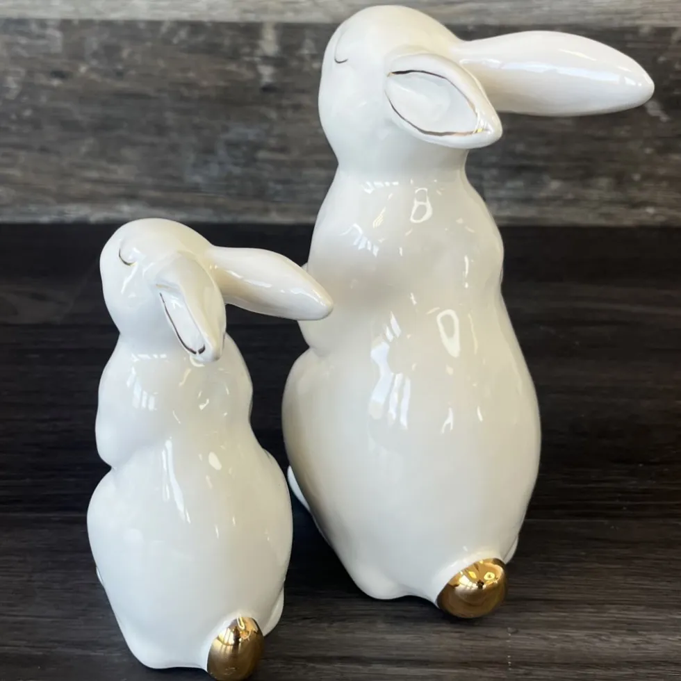 Deko Osterhase weiß Keramik Clio und Lio