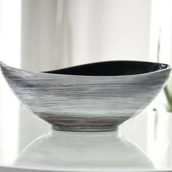 Dekoschale Antonia Hochglanz schwarz silber B 39 cm