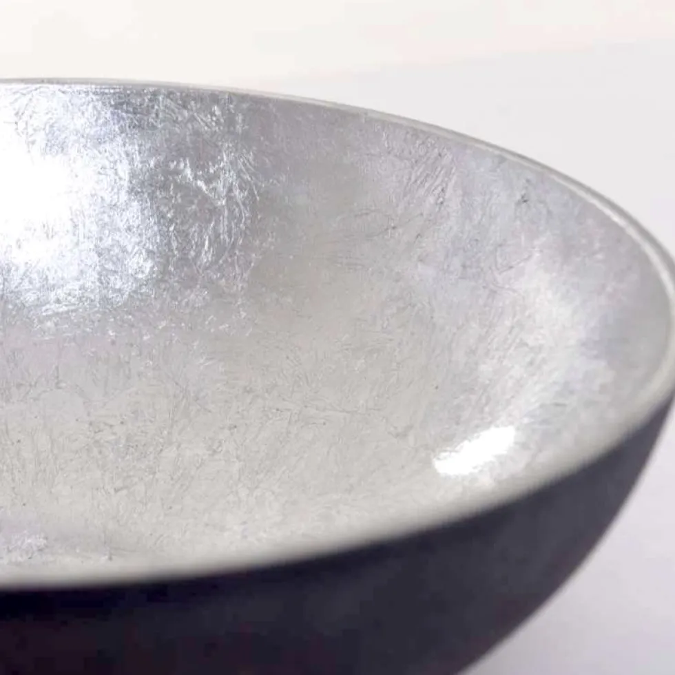 Dekoschale rund anthrazit silber D 32 cm