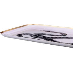Deko Tablett SAIGON SCHLANGE mit Goldrand GiftCompany Metall 42×26 cm
