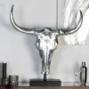 Design Skulptur Büffel silber Casablanca Höhe 80 cm