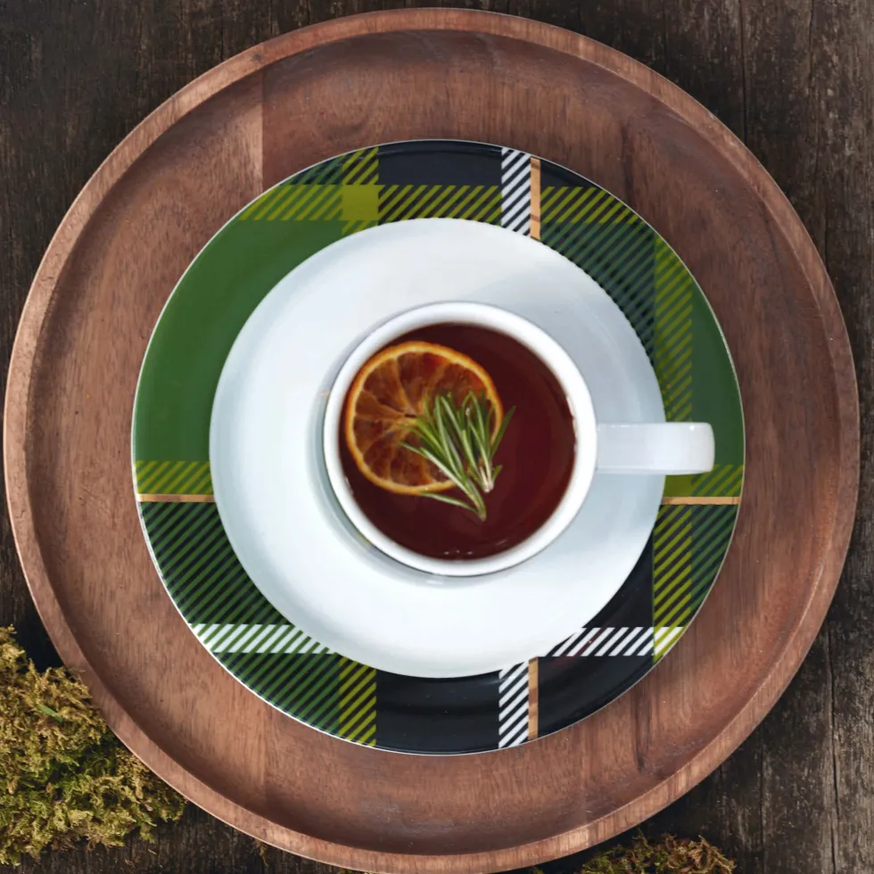 Dessertteller Porzellan ASA tartan grün D 21 cm